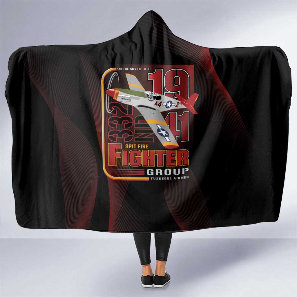 Tuskegee Airmen 332nd Spit Fire Hooded Blanket On The Blue Sky - Wonder Print Shop