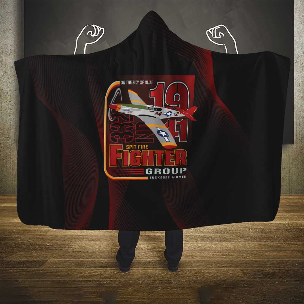 Tuskegee Airmen 332nd Spit Fire Hooded Blanket On The Blue Sky - Wonder Print Shop