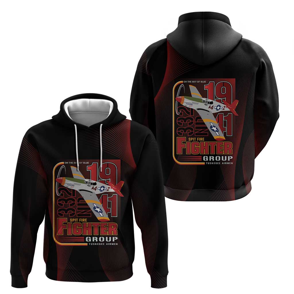 Tuskegee Airmen 332nd Spit Fire Hoodie On The Blue Sky - Wonder Print Shop