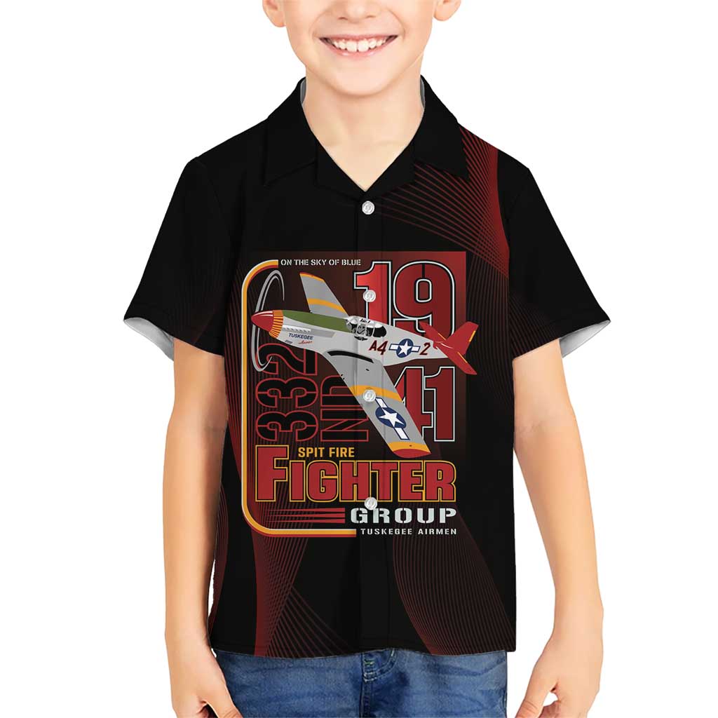 Tuskegee Airmen 332nd Spit Fire Kid Hawaiian Shirt On The Blue Sky - Wonder Print Shop
