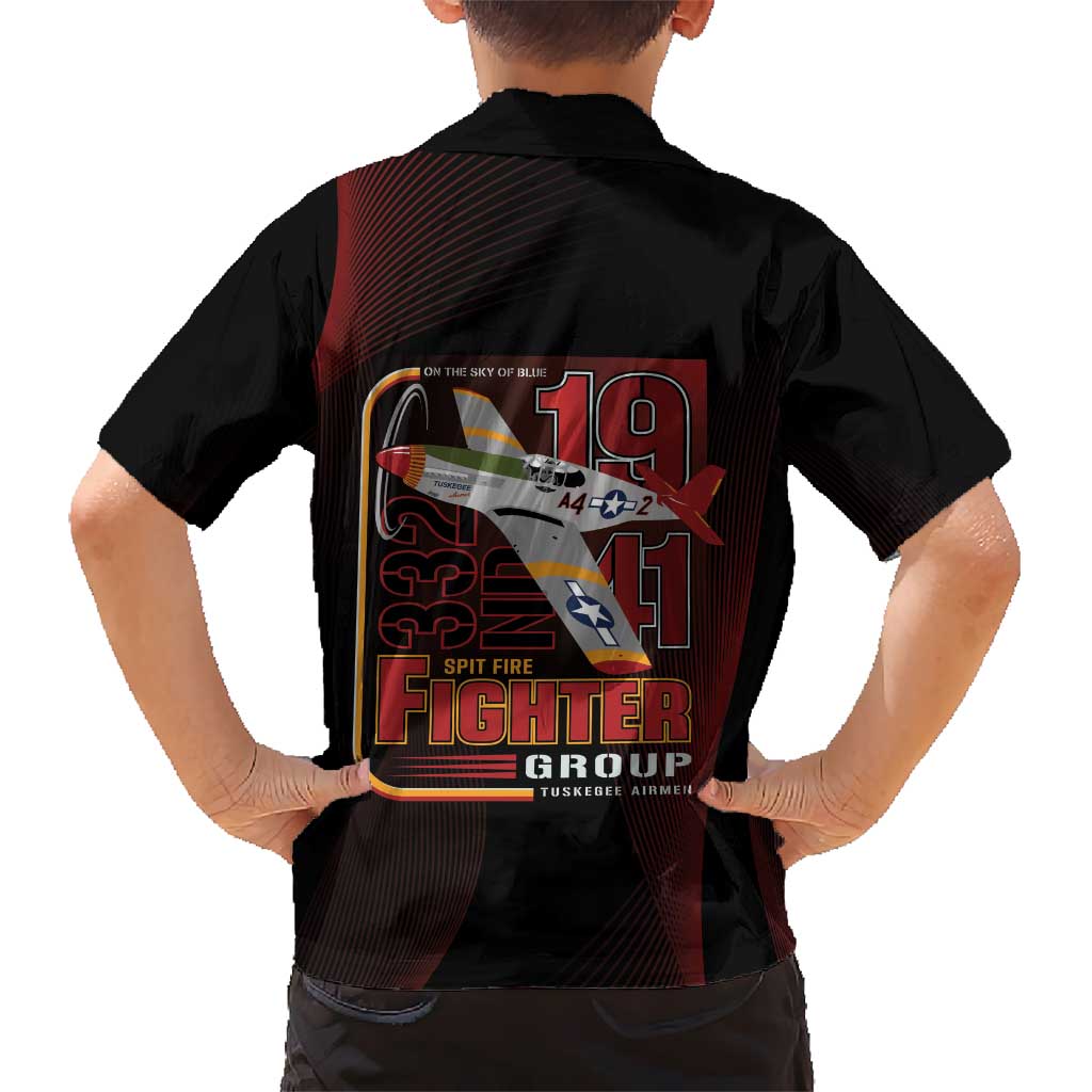 Tuskegee Airmen 332nd Spit Fire Kid Hawaiian Shirt On The Blue Sky - Wonder Print Shop