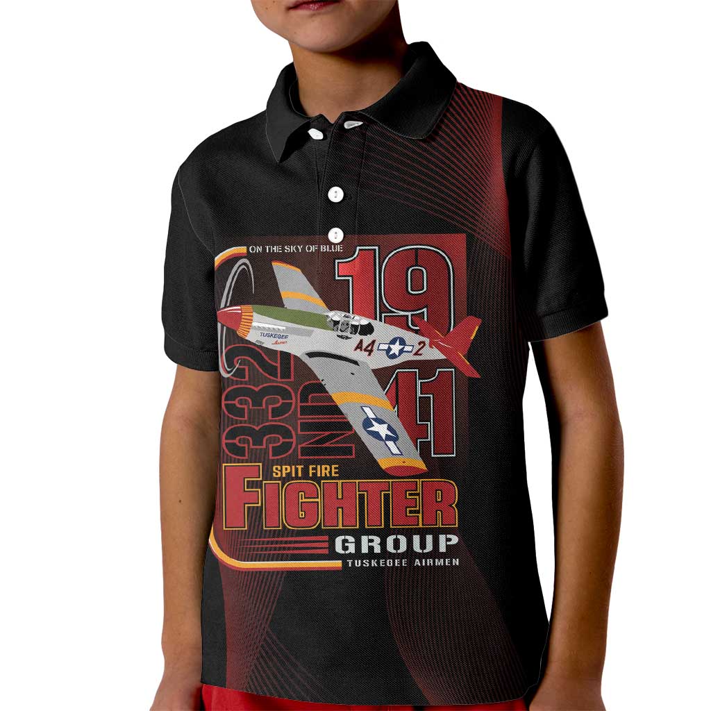 Tuskegee Airmen 332nd Spit Fire Kid Polo Shirt On The Blue Sky - Wonder Print Shop