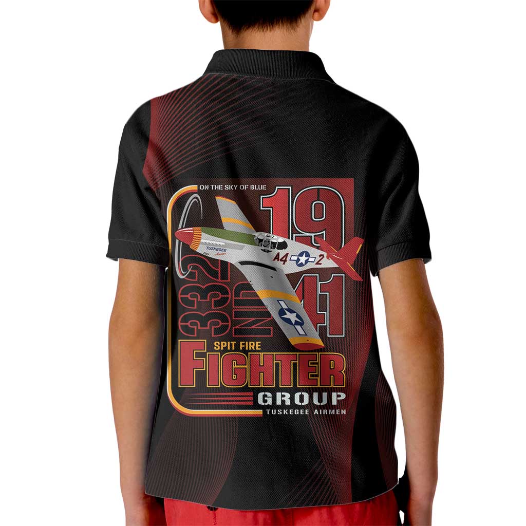 Tuskegee Airmen 332nd Spit Fire Kid Polo Shirt On The Blue Sky - Wonder Print Shop