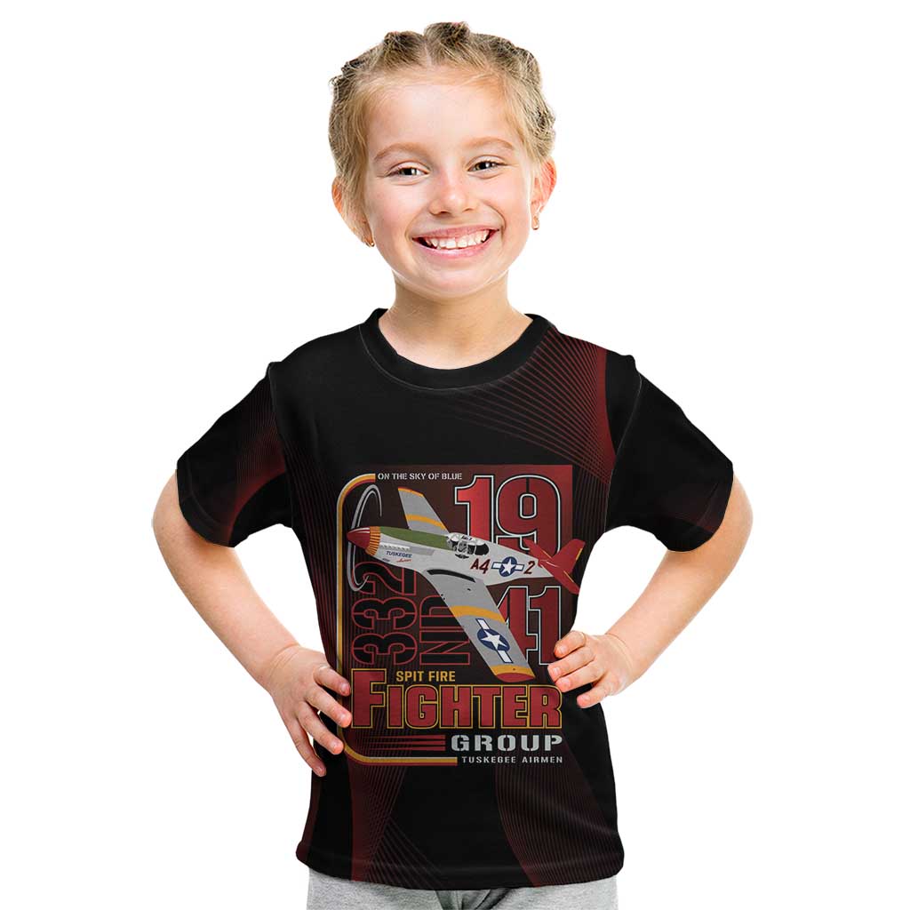 Tuskegee Airmen 332nd Spit Fire Kid T Shirt On The Blue Sky - Wonder Print Shop