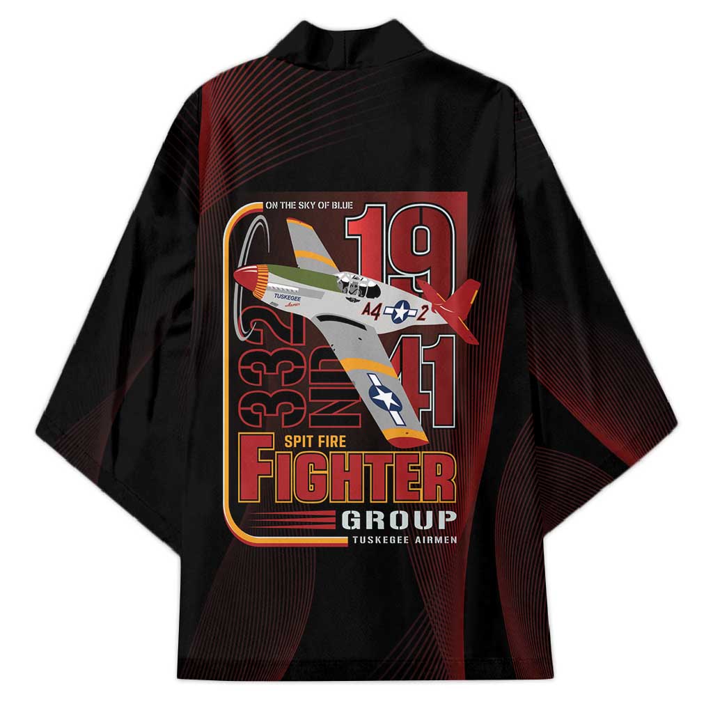 Tuskegee Airmen 332nd Spit Fire Kimono On The Blue Sky - Wonder Print Shop