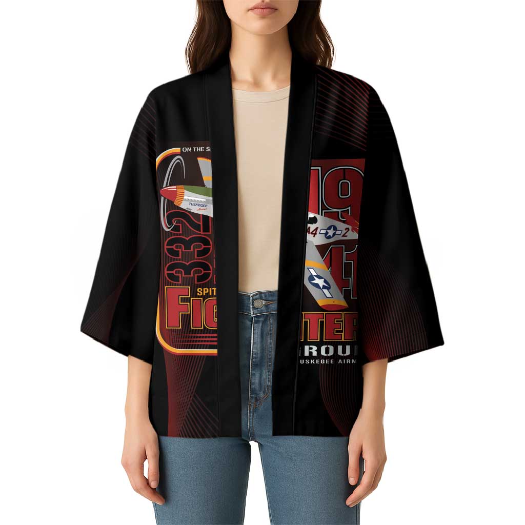 Tuskegee Airmen 332nd Spit Fire Kimono On The Blue Sky - Wonder Print Shop