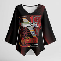 Tuskegee Airmen 332nd Spit Fire Kimono Sleeve Blouse On The Blue Sky - Wonder Print Shop