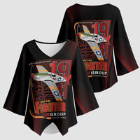 Tuskegee Airmen 332nd Spit Fire Kimono Sleeve Blouse On The Blue Sky - Wonder Print Shop