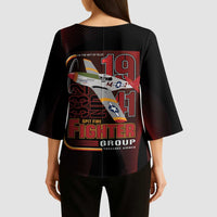 Tuskegee Airmen 332nd Spit Fire Kimono Sleeve Blouse On The Blue Sky - Wonder Print Shop