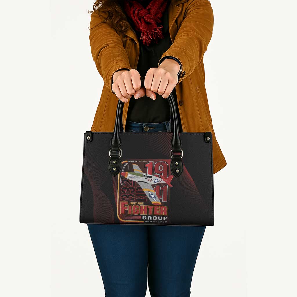Tuskegee Airmen 332nd Spit Fire Leather Bag On The Blue Sky - Wonder Print Shop