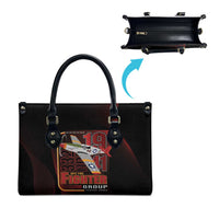 Tuskegee Airmen 332nd Spit Fire Leather Bag On The Blue Sky - Wonder Print Shop