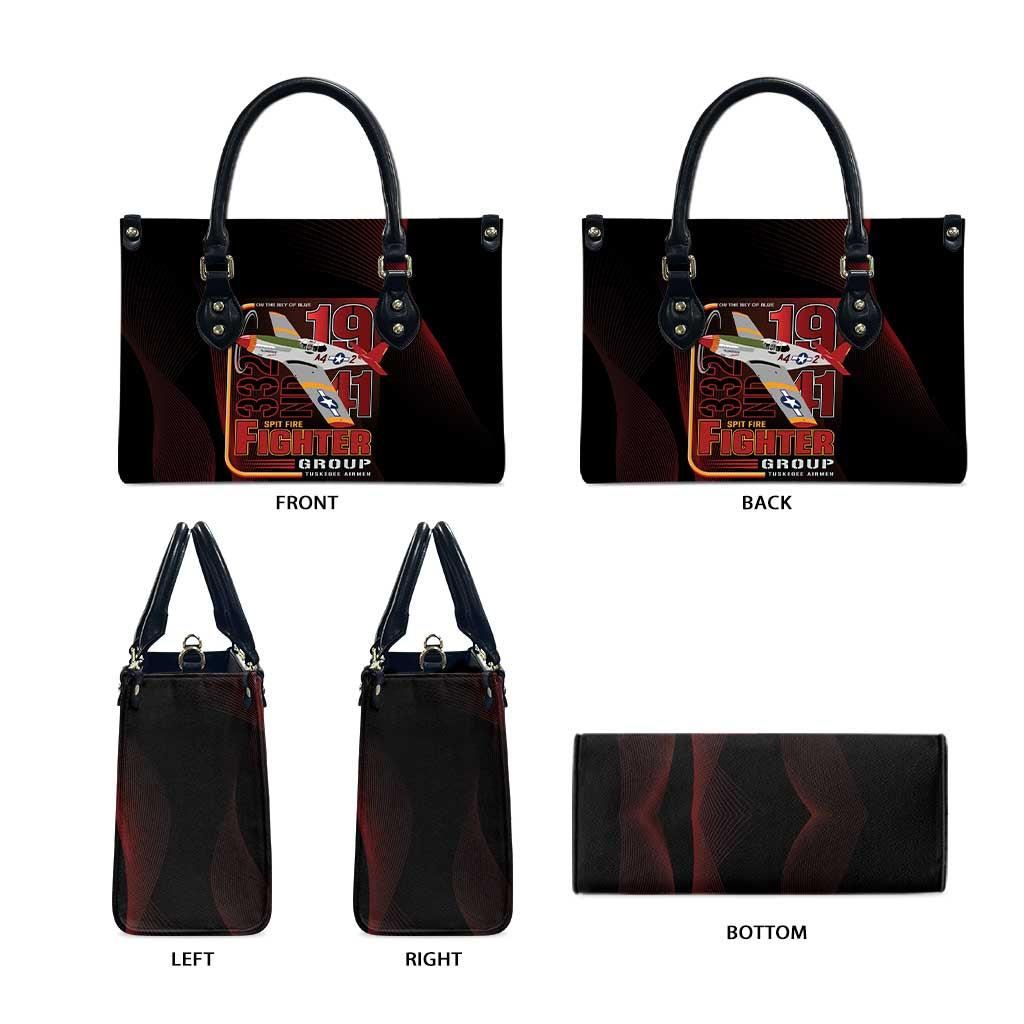 Tuskegee Airmen 332nd Spit Fire Leather Bag On The Blue Sky - Wonder Print Shop