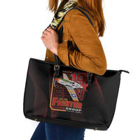 Tuskegee Airmen 332nd Spit Fire Leather Tote Bag On The Blue Sky - Wonder Print Shop