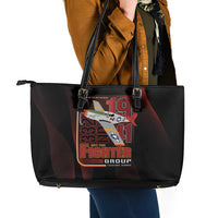 Tuskegee Airmen 332nd Spit Fire Leather Tote Bag On The Blue Sky - Wonder Print Shop