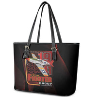 Tuskegee Airmen 332nd Spit Fire Leather Tote Bag On The Blue Sky - Wonder Print Shop
