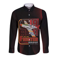 Tuskegee Airmen 332nd Spit Fire Long Sleeve Button Shirt On The Blue Sky - Wonder Print Shop