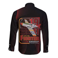 Tuskegee Airmen 332nd Spit Fire Long Sleeve Button Shirt On The Blue Sky - Wonder Print Shop