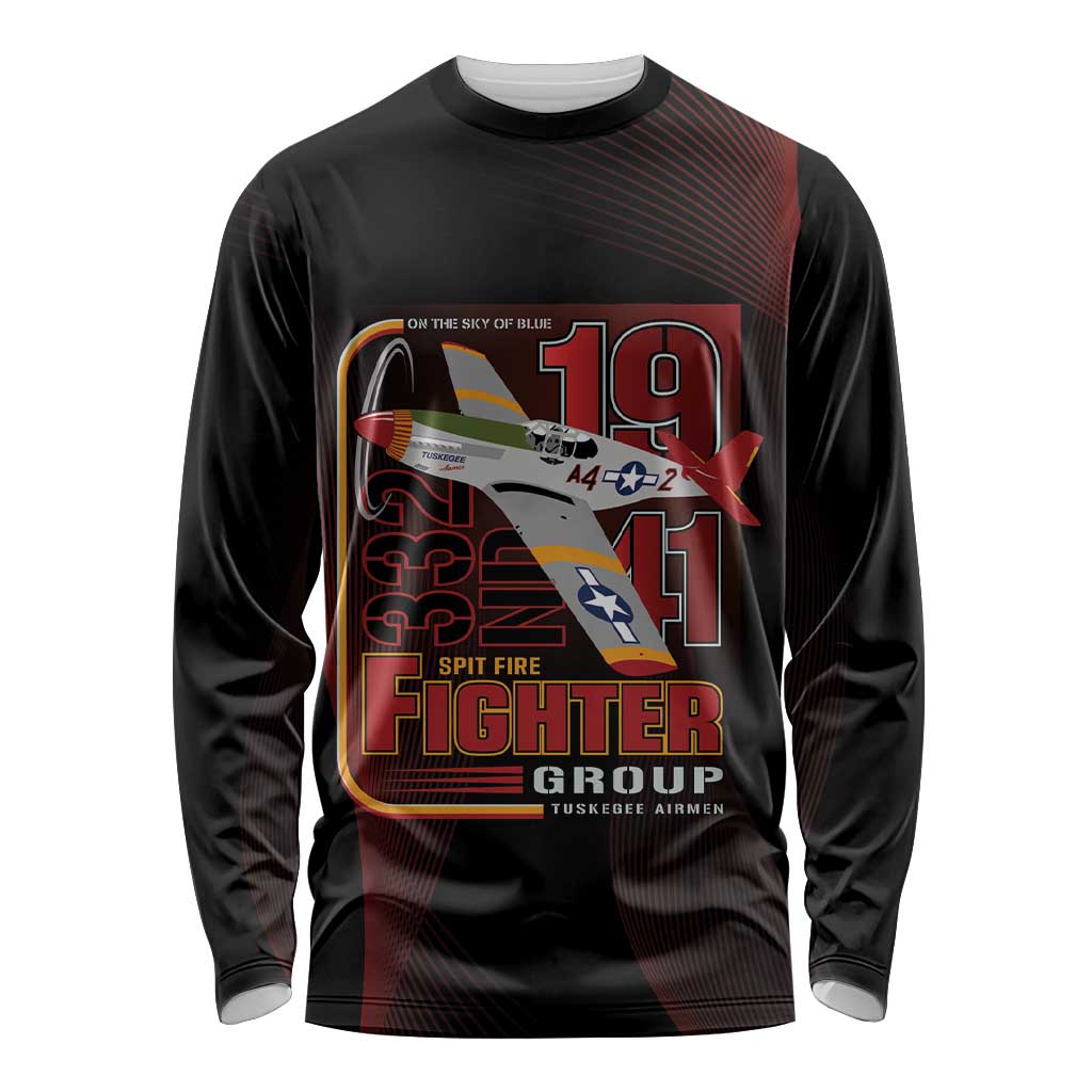 Tuskegee Airmen 332nd Spit Fire Long Sleeve Shirt On The Blue Sky - Wonder Print Shop