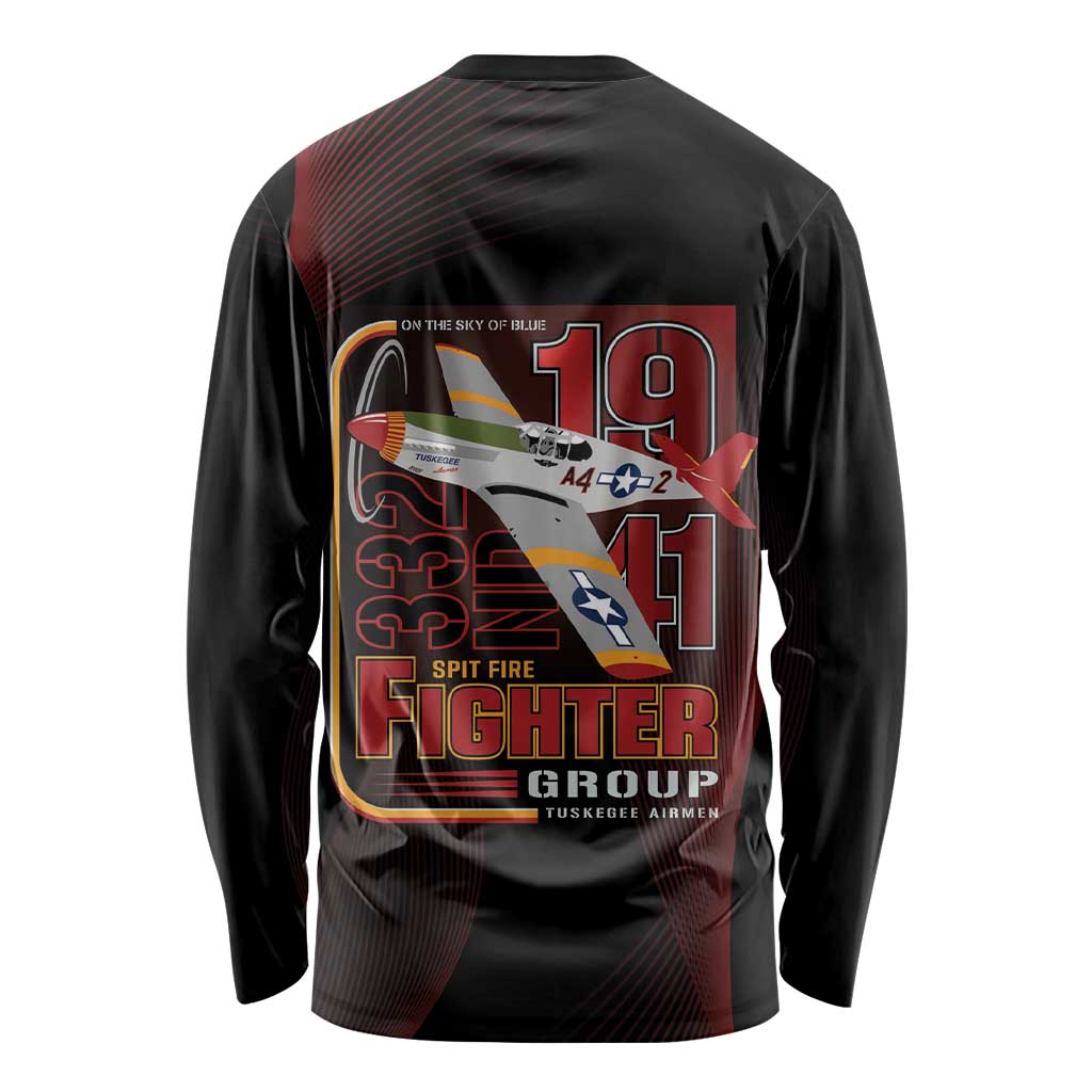 Tuskegee Airmen 332nd Spit Fire Long Sleeve Shirt On The Blue Sky - Wonder Print Shop