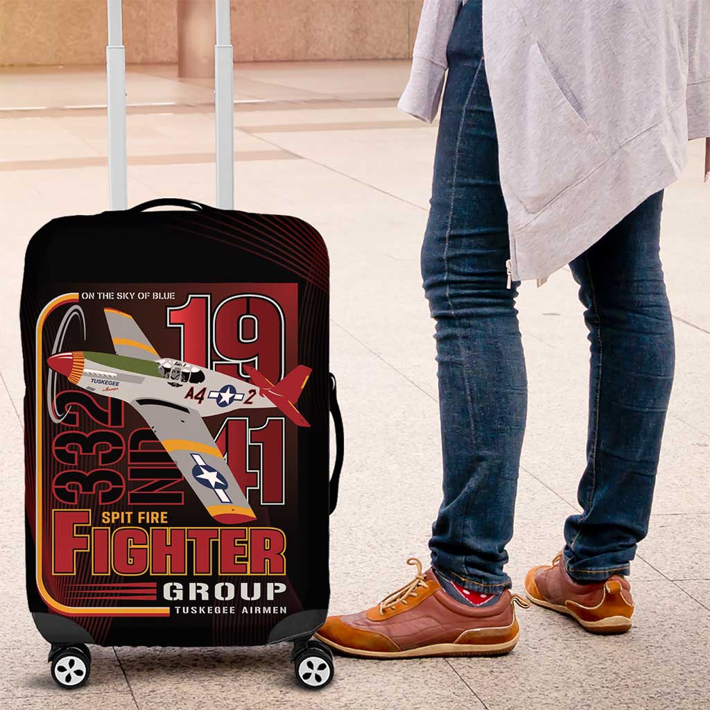 Tuskegee Airmen 332nd Spit Fire Luggage Cover On The Blue Sky - Wonder Print Shop