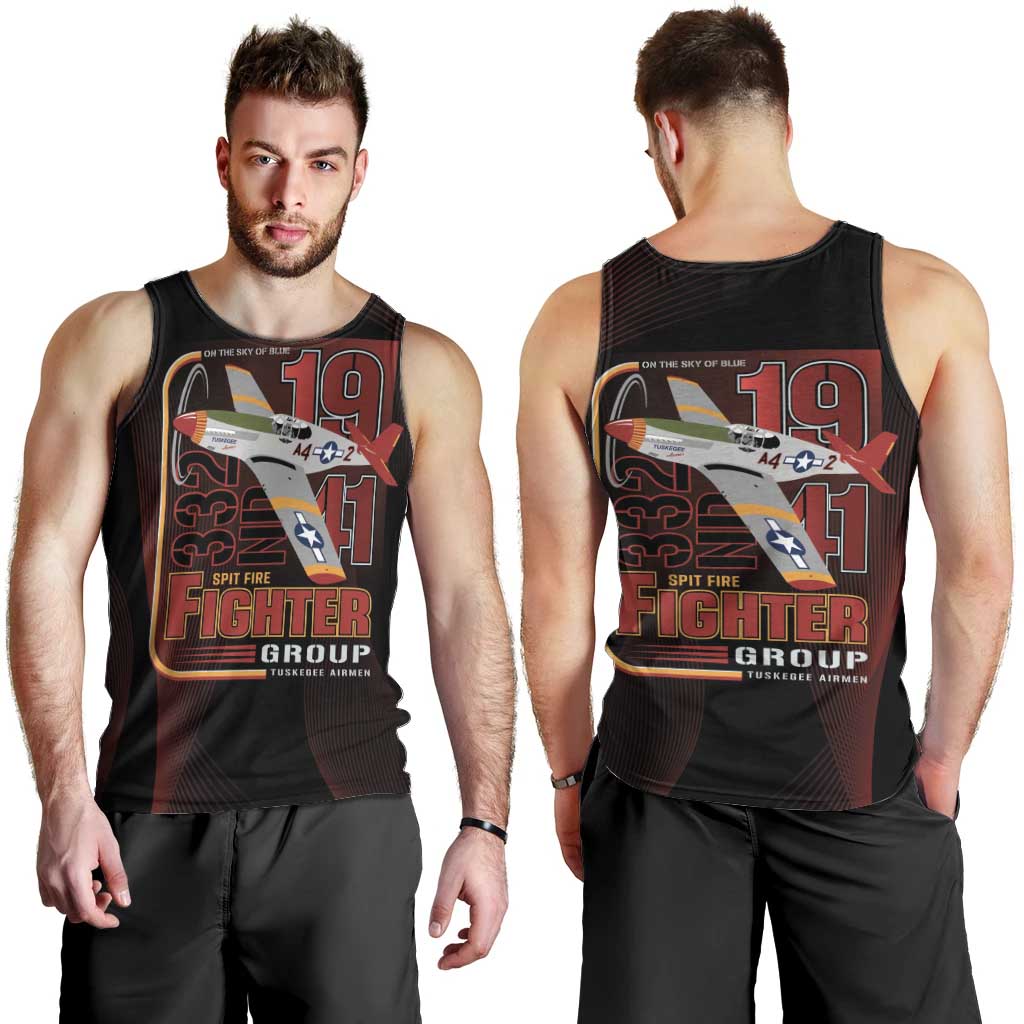 Tuskegee Airmen 332nd Spit Fire Men Tank Top On The Blue Sky - Wonder Print Shop