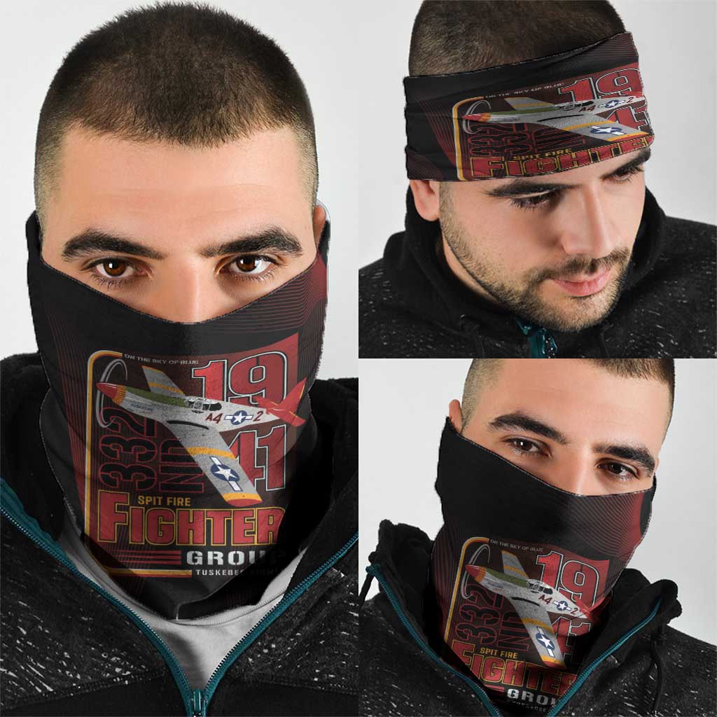 Tuskegee Airmen 332nd Spit Fire Neck Gaiter On The Blue Sky - Wonder Print Shop