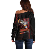 Tuskegee Airmen 332nd Spit Fire Off Shoulder Sweater On The Blue Sky - Wonder Print Shop