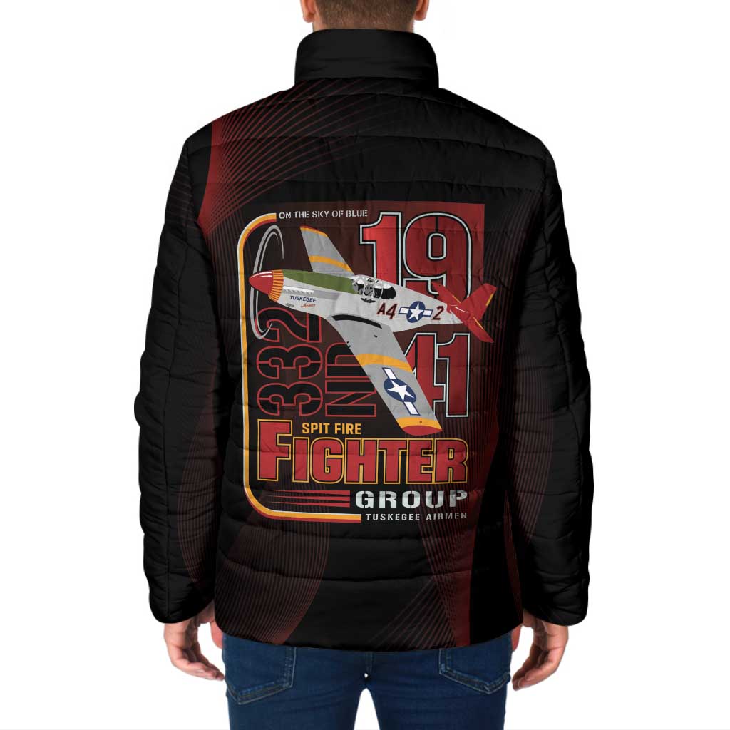 Tuskegee Airmen 332nd Spit Fire Padded Jacket On The Blue Sky - Wonder Print Shop