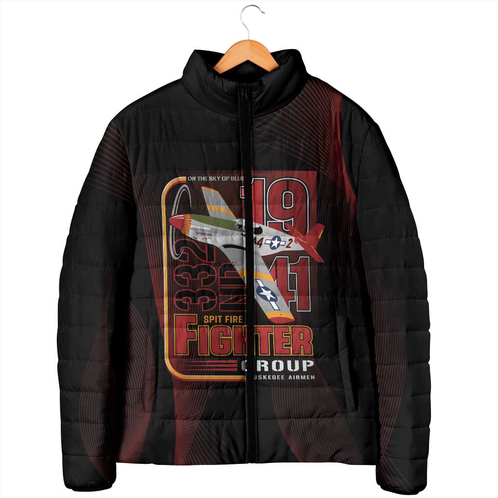 Tuskegee Airmen 332nd Spit Fire Padded Jacket On The Blue Sky - Wonder Print Shop