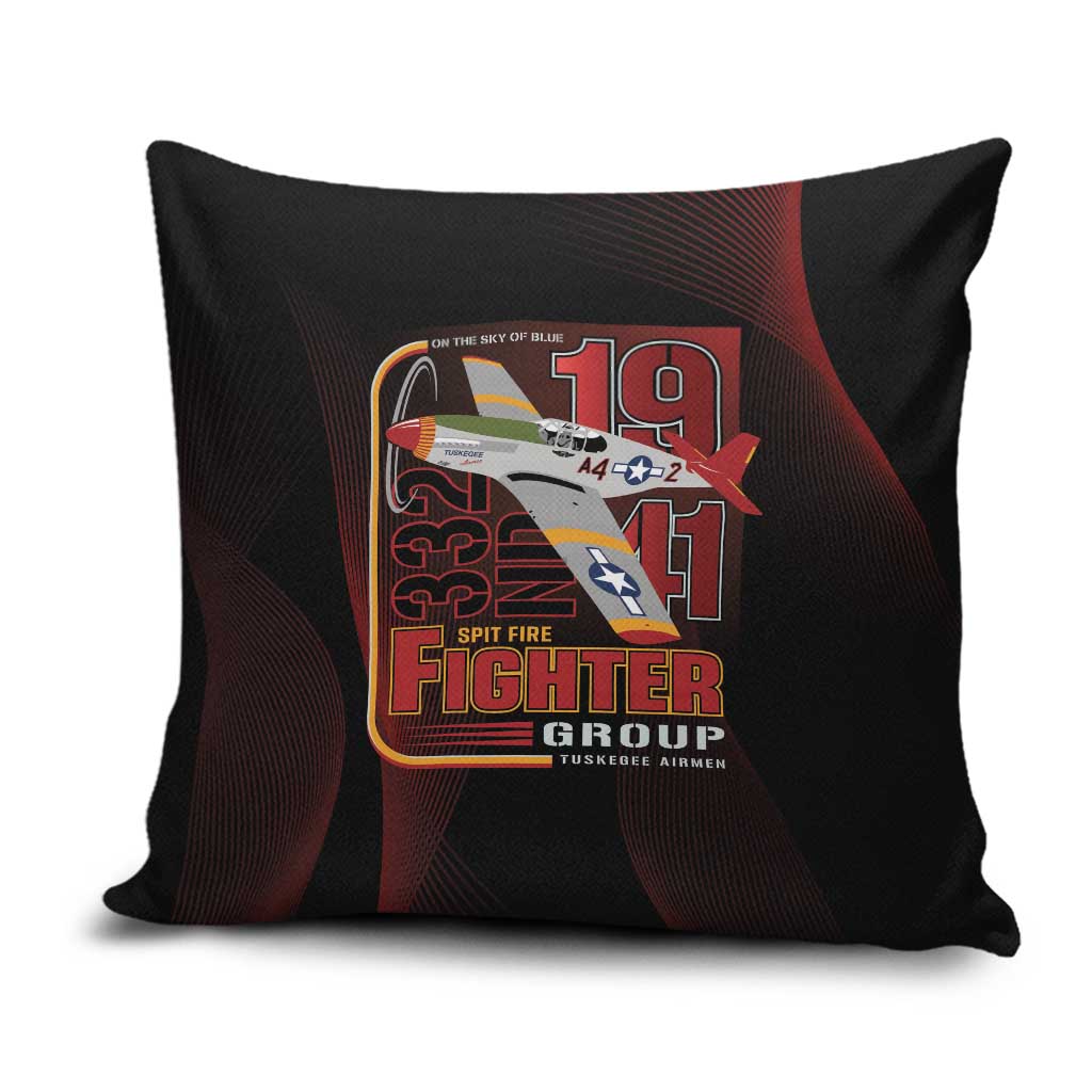 Tuskegee Airmen 332nd Spit Fire Pillow Cover On The Blue Sky - Wonder Print Shop