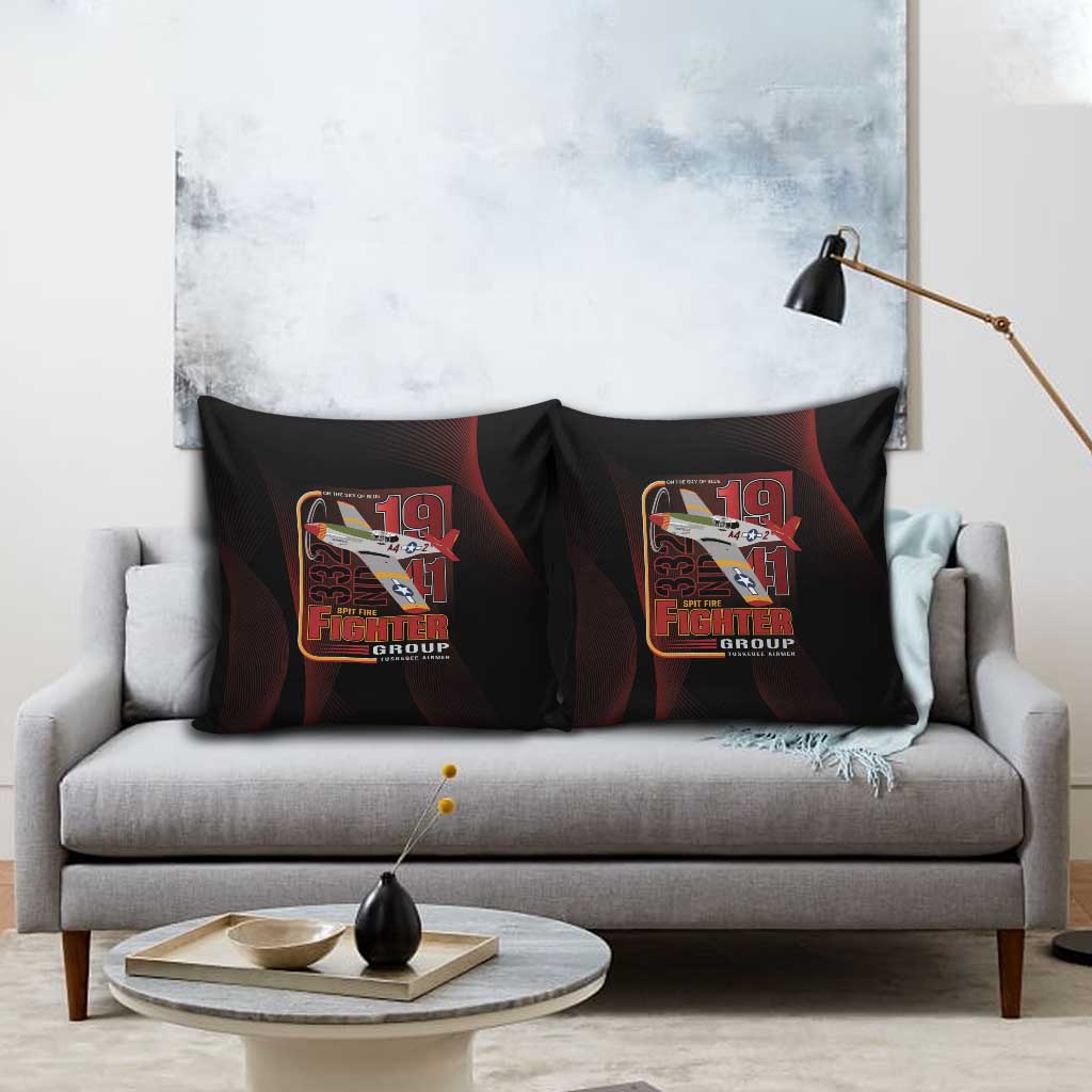 Tuskegee Airmen 332nd Spit Fire Pillow Cover On The Blue Sky - Wonder Print Shop