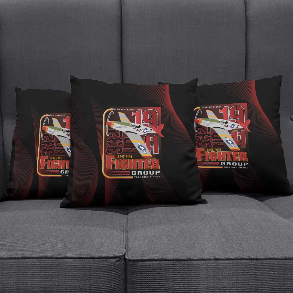 Tuskegee Airmen 332nd Spit Fire Pillow Cover On The Blue Sky - Wonder Print Shop