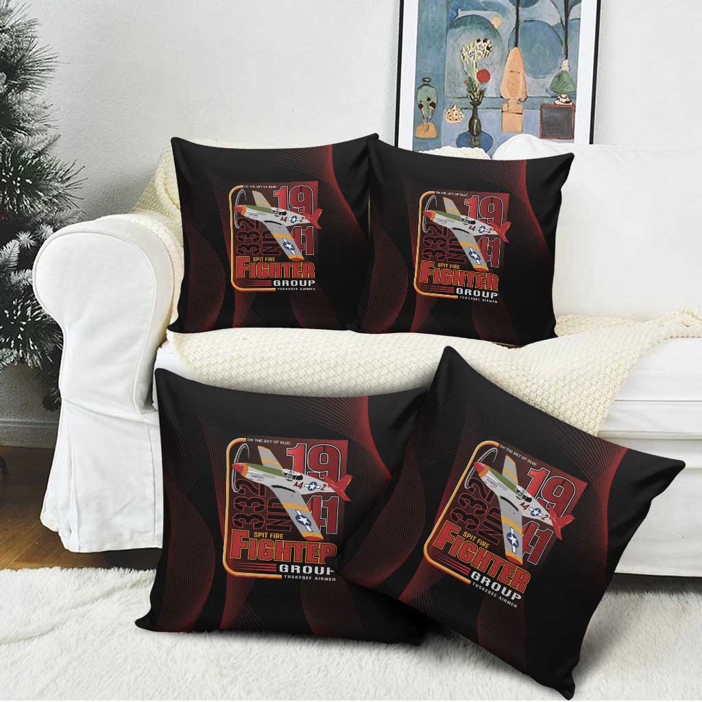 Tuskegee Airmen 332nd Spit Fire Pillow Cover On The Blue Sky - Wonder Print Shop