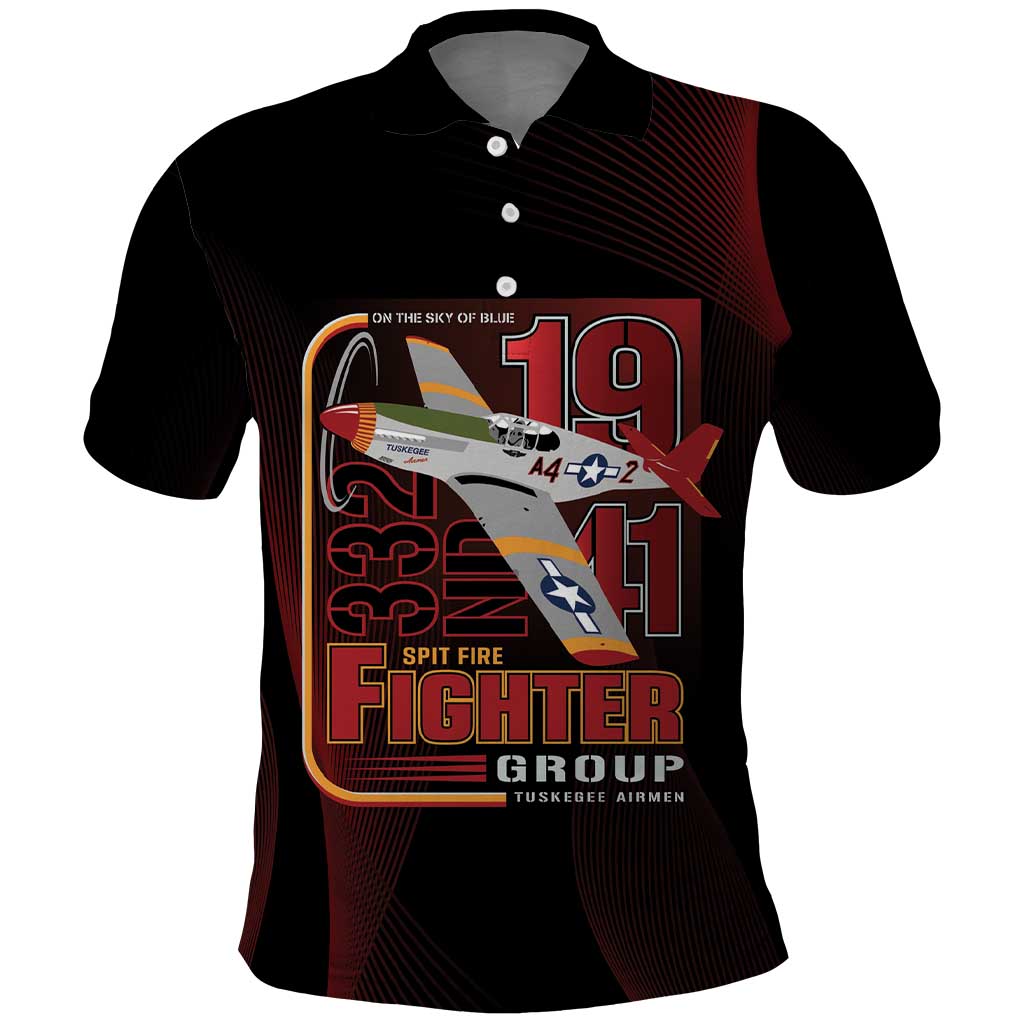 Tuskegee Airmen 332nd Spit Fire Polo Shirt On The Blue Sky - Wonder Print Shop
