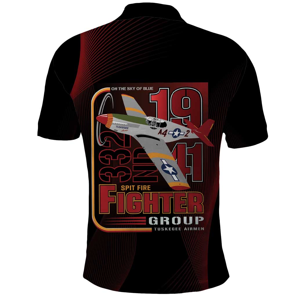 Tuskegee Airmen 332nd Spit Fire Polo Shirt On The Blue Sky - Wonder Print Shop
