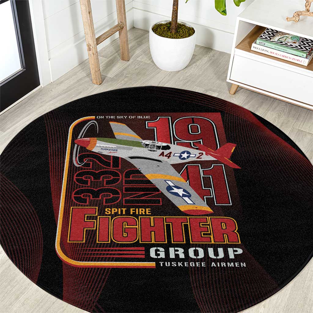 Tuskegee Airmen 332nd Spit Fire Round Carpet On The Blue Sky - Wonder Print Shop