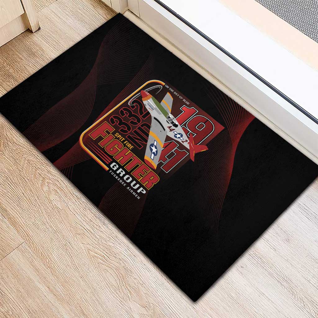 Tuskegee Airmen 332nd Spit Fire Rubber Doormat On The Blue Sky - Wonder Print Shop