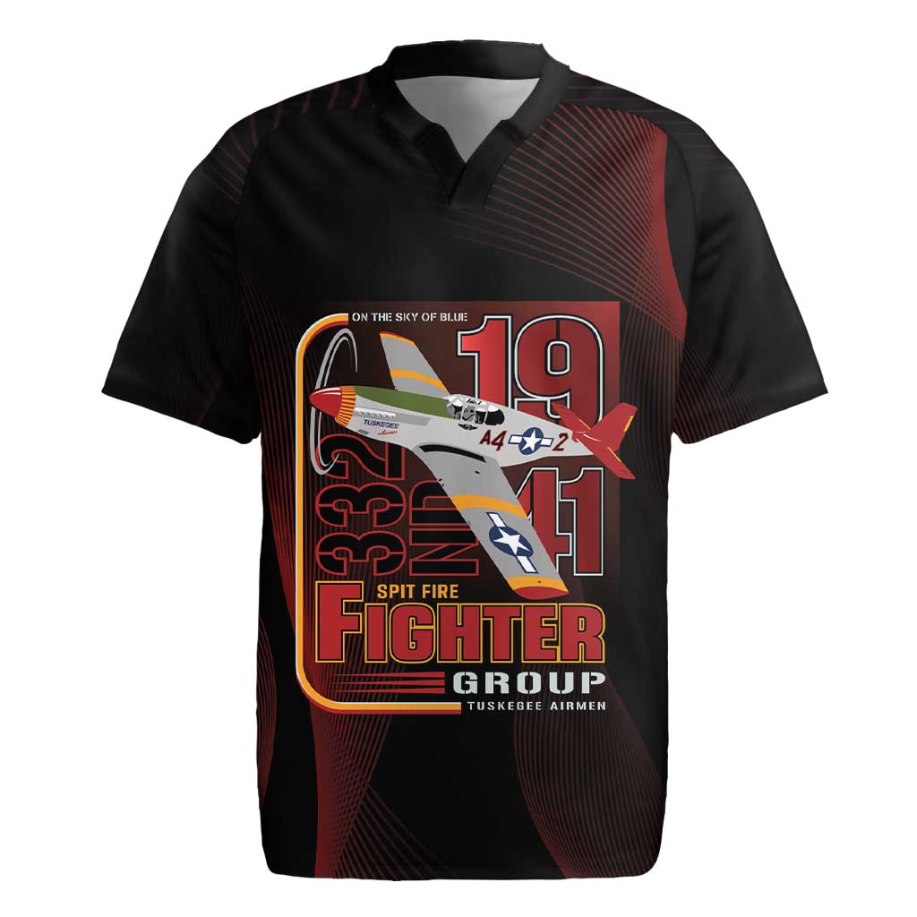 Tuskegee Airmen 332nd Spit Fire Rugby Jersey On The Blue Sky - Wonder Print Shop