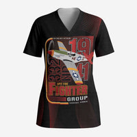Tuskegee Airmen 332nd Spit Fire Scrub Top On The Blue Sky - Wonder Print Shop