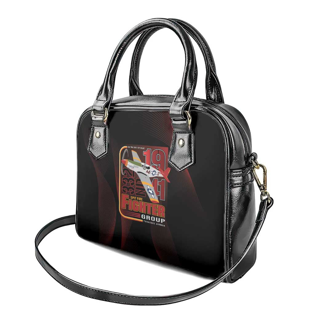 Tuskegee Airmen 332nd Spit Fire Shoulder Handbag On The Blue Sky - Wonder Print Shop