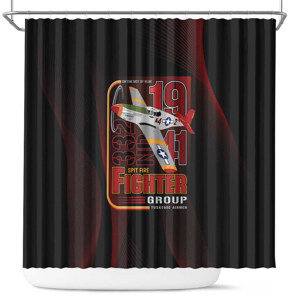 Tuskegee Airmen 332nd Spit Fire Shower Curtain On The Blue Sky - Wonder Print Shop