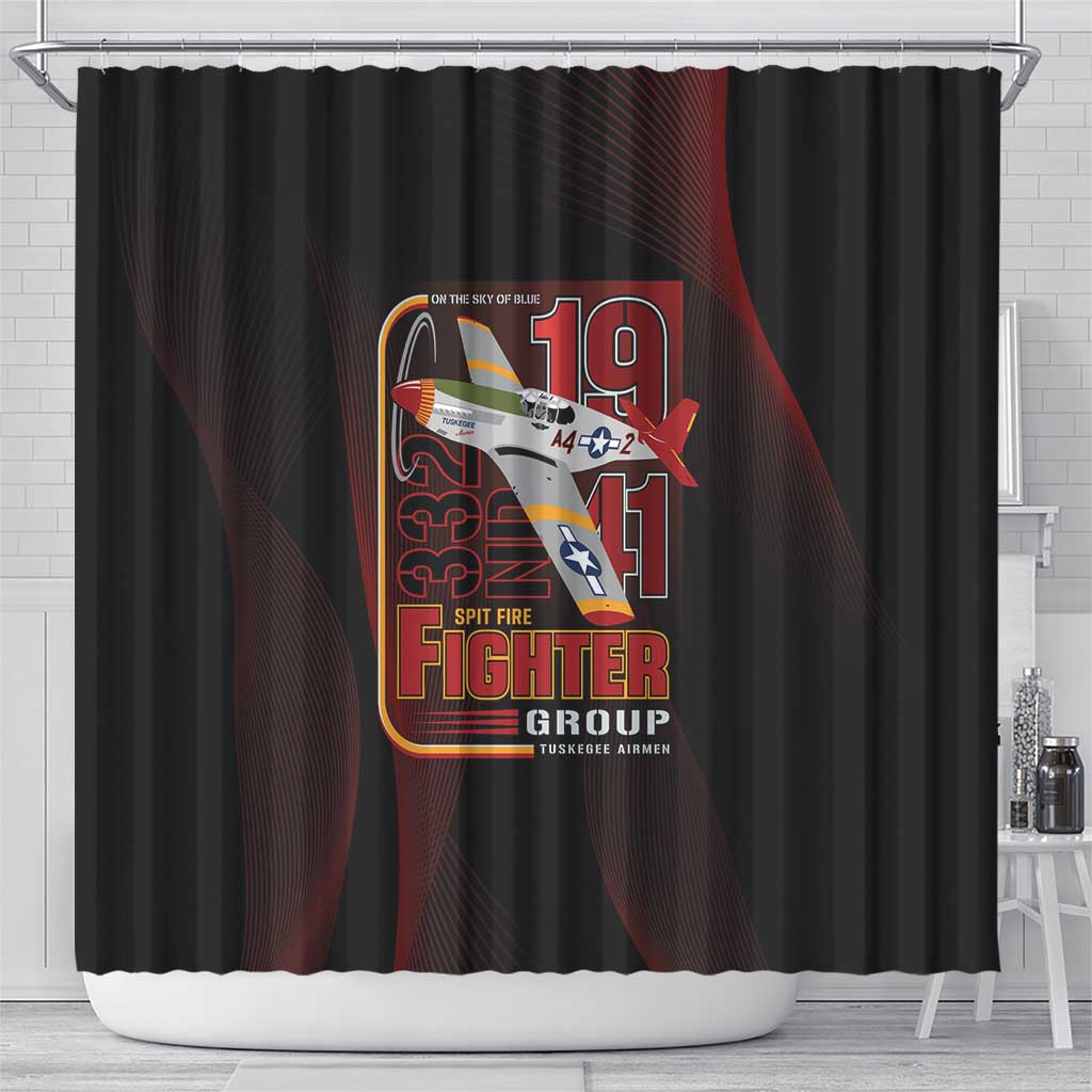 Tuskegee Airmen 332nd Spit Fire Shower Curtain On The Blue Sky - Wonder Print Shop