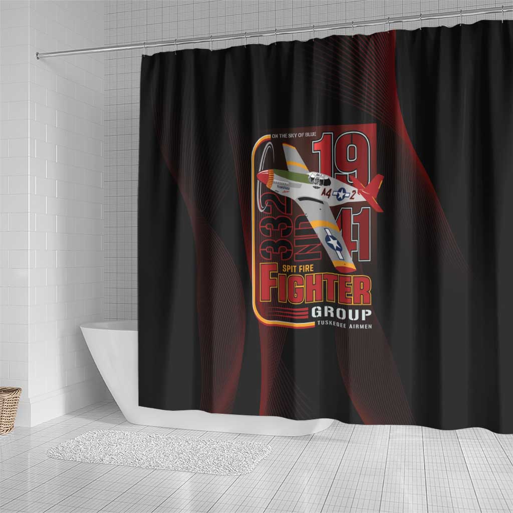 Tuskegee Airmen 332nd Spit Fire Shower Curtain On The Blue Sky - Wonder Print Shop