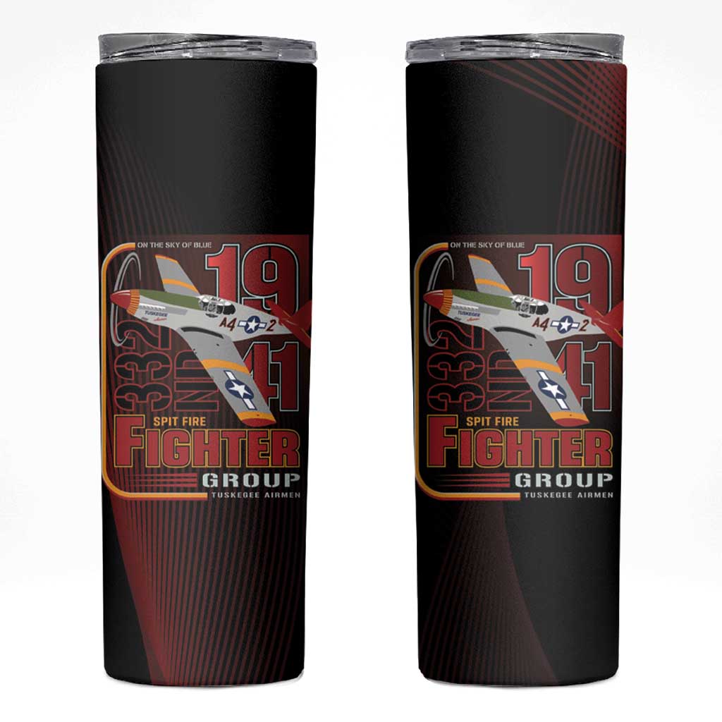 Tuskegee Airmen 332nd Spit Fire Skinny Tumbler On The Blue Sky - Wonder Print Shop