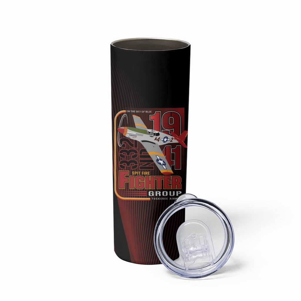 Tuskegee Airmen 332nd Spit Fire Skinny Tumbler On The Blue Sky - Wonder Print Shop