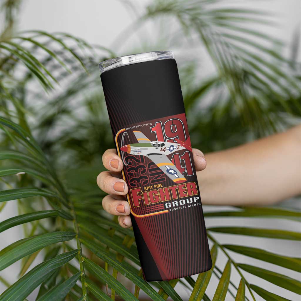 Tuskegee Airmen 332nd Spit Fire Skinny Tumbler On The Blue Sky - Wonder Print Shop