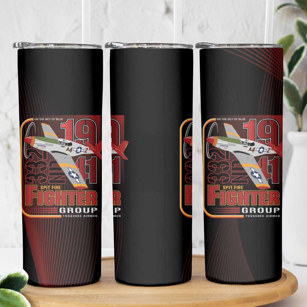 Tuskegee Airmen 332nd Spit Fire Skinny Tumbler On The Blue Sky - Wonder Print Shop