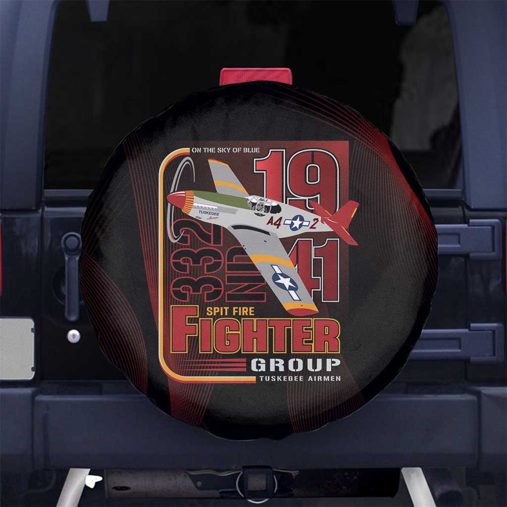 Tuskegee Airmen 332nd Spit Fire Spare Tire Cover On The Blue Sky - Wonder Print Shop