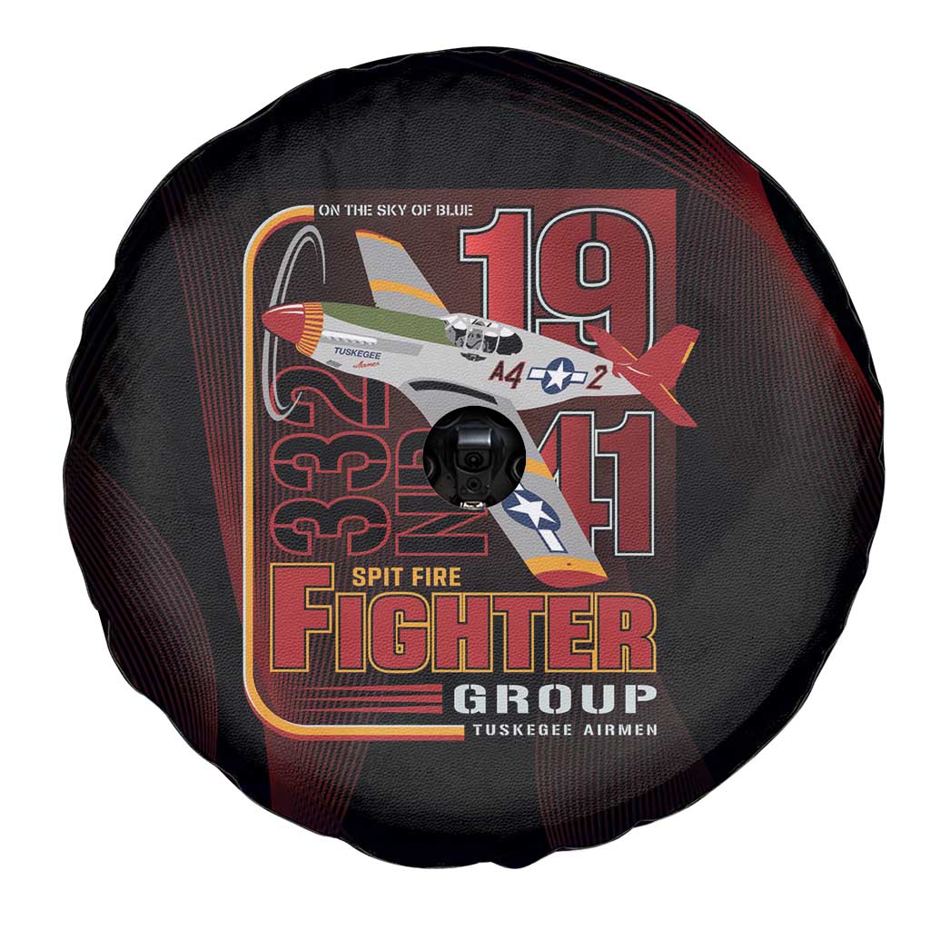 Tuskegee Airmen 332nd Spit Fire Spare Tire Cover On The Blue Sky - Wonder Print Shop