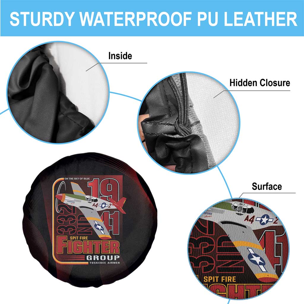 Tuskegee Airmen 332nd Spit Fire Spare Tire Cover On The Blue Sky - Wonder Print Shop